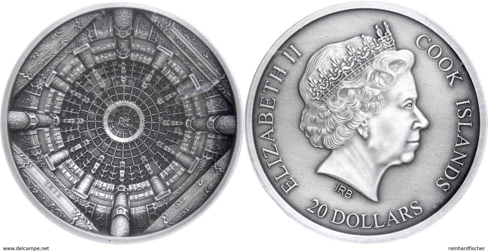 556 20 Dollars, 2015, Temple Of Heaven - Beijing, 999er Silber, 100g, Antik Finish, Eingeschweißt, Etui Mit OVP Und Zert - Cook