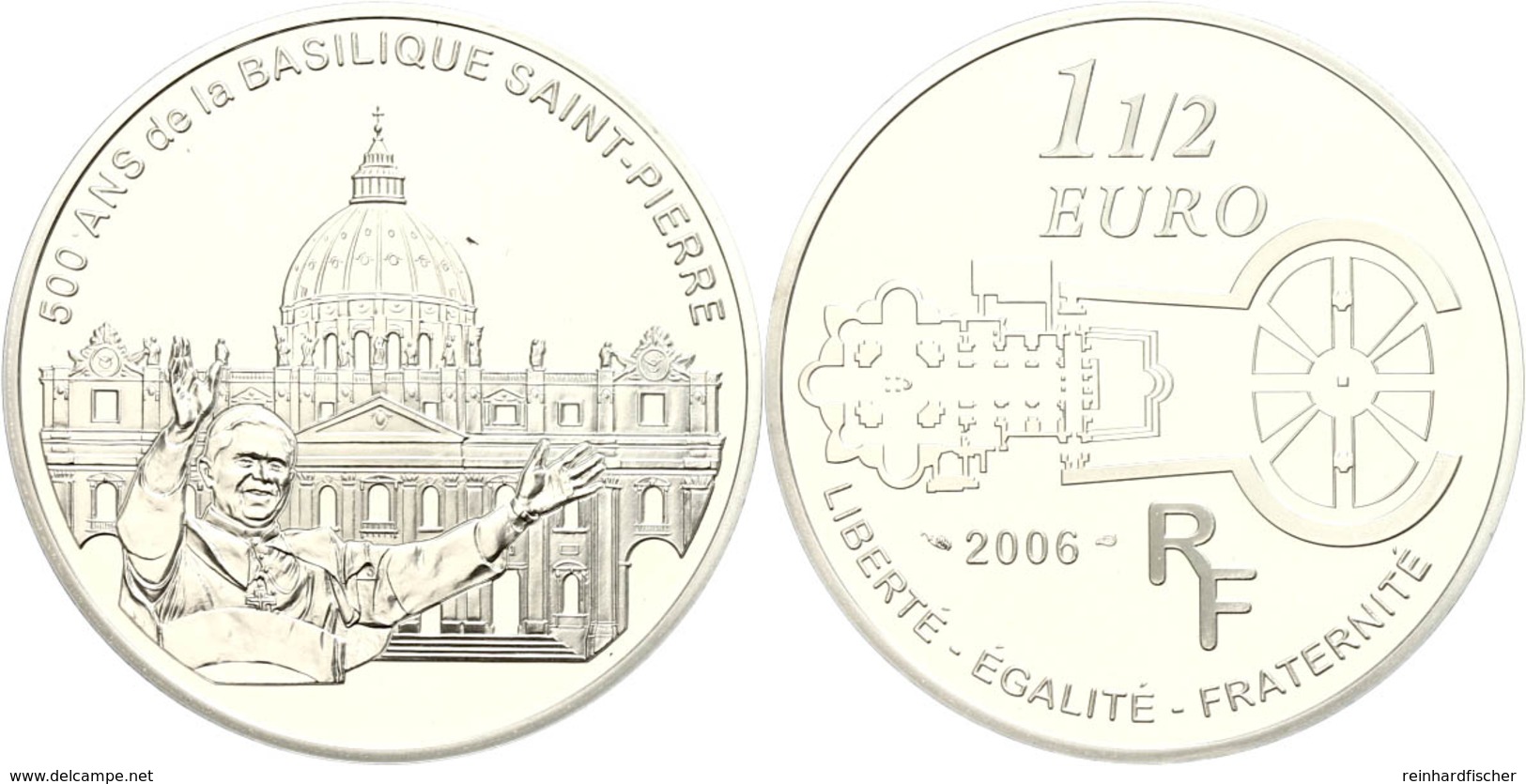 580 1,5 Euro, 2006, 500 Jahre Basilica Di San Pietro In Vaticano, KM 1455, Schön 845, Im Etui Mit OVP Und Zertifikat, An - Altri & Non Classificati