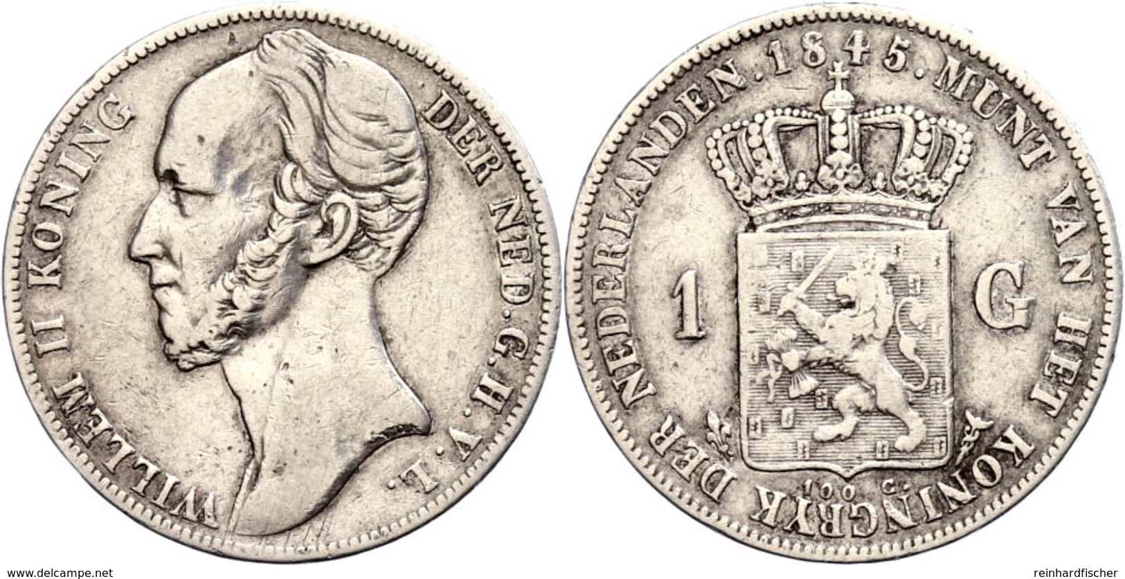 714 Gulden, 1845, Wilhelm II., Schulman 522, Kl. Rf., Ss.  Ss - Altri & Non Classificati