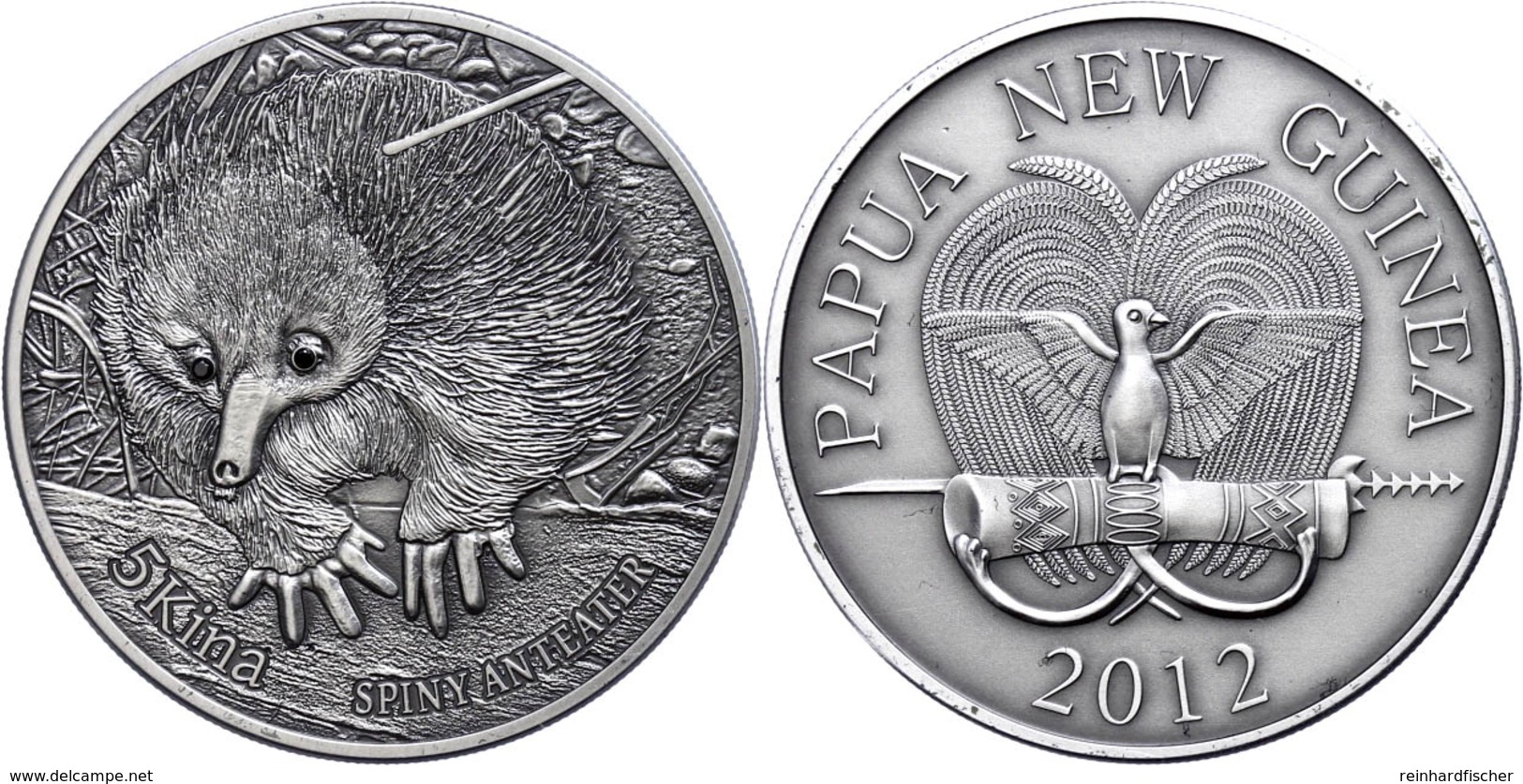 789 5 Kina, 2012, Ameisenigel, 1 Unze Silber, Antik Finish, Mit Swarovski, Etui Mit OVP Und Zertifikat, St. Auflage Nur  - Papua Nuova Guinea