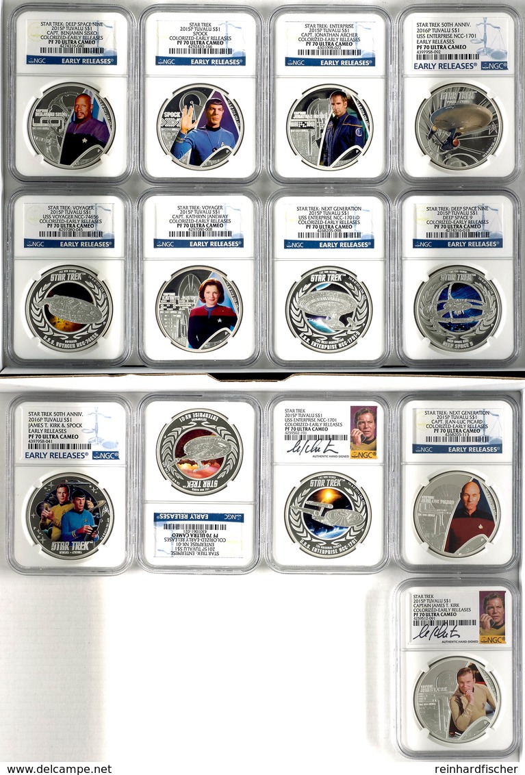 843 13 X 1 Dollar, 2015/2016, Star Trek, Jeweils In Slab Der NGC Mit Der Bewertung PF70 Ultra Cameo, Colorized Early Rel - Tuvalu