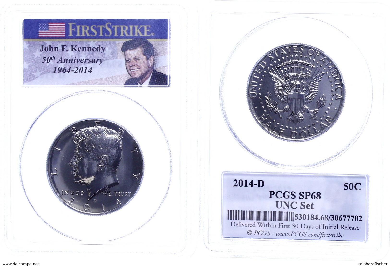 930 1/2 Dollar, 2014, D, Kennedy, In Slab Der PCGS Mit Der Bewertung SP70, UNC Set, Kennedy Label. - Altri & Non Classificati