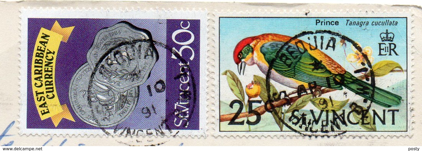 CPSM - SAINT-VINCENT-ET-LES-GRENADINES - BEQUIA - LOWER BAY - Timbres Philatélique - Oiseaux - Monnaies - Coul - Ann 80 - Saint-Vincent-et-les Grenadines