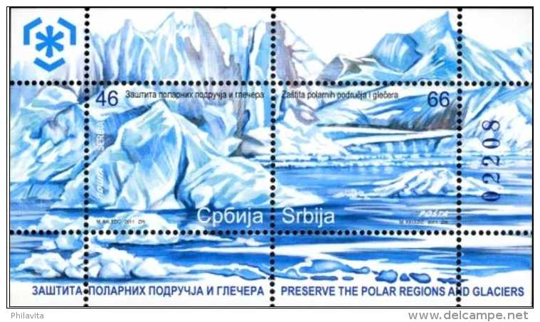 2011 Serbia - Protect Polar Regions And Glaciers Issue -numbered MS- MNH** MI B 9 - Preserve The Polar Regions And Glaciers