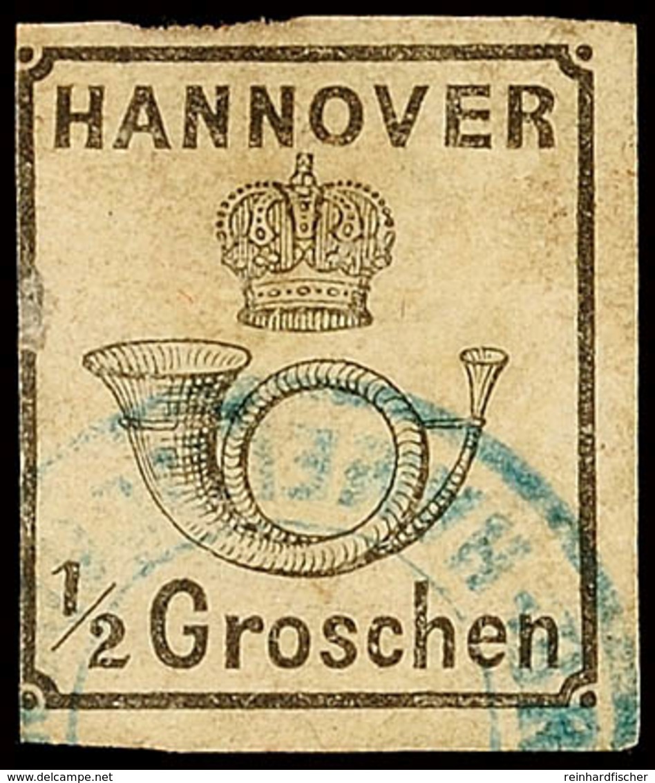 1720 "HAMELWÖRDEN BRIEFSAMMLUNG" - Blauer K3, Teilabschlag Auf Etwas Unfrischer, Links An Randlinie Geschnittener 1/2 Gr - Hanover