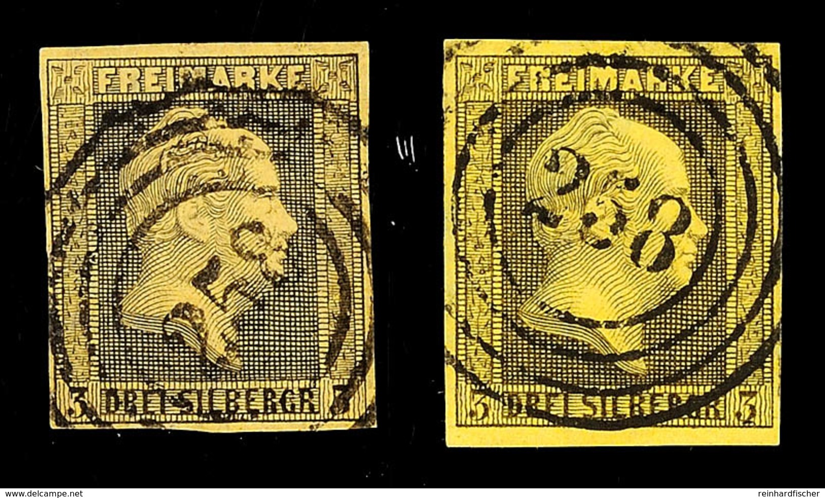 1999 3 Sgr. A. Gelb Und 3 Sgr. A. Maisgelb, Zwei Farbfrische Kabinettstücke Mit Je Klarem Vierringstempel "258" Von Köln - Other & Unclassified