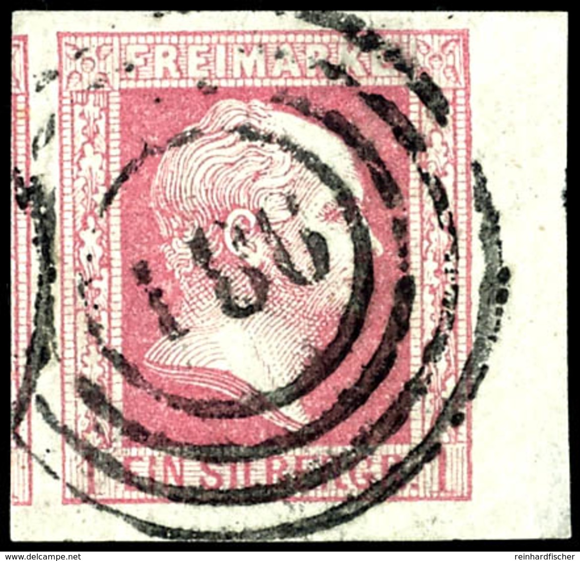 2002 1 Silbergroschen Rosa, Breit- Bis überrandig, Vom Rechten Bogenrand, Mit Vierringstempel, Katalog: 6a O - Other & Unclassified