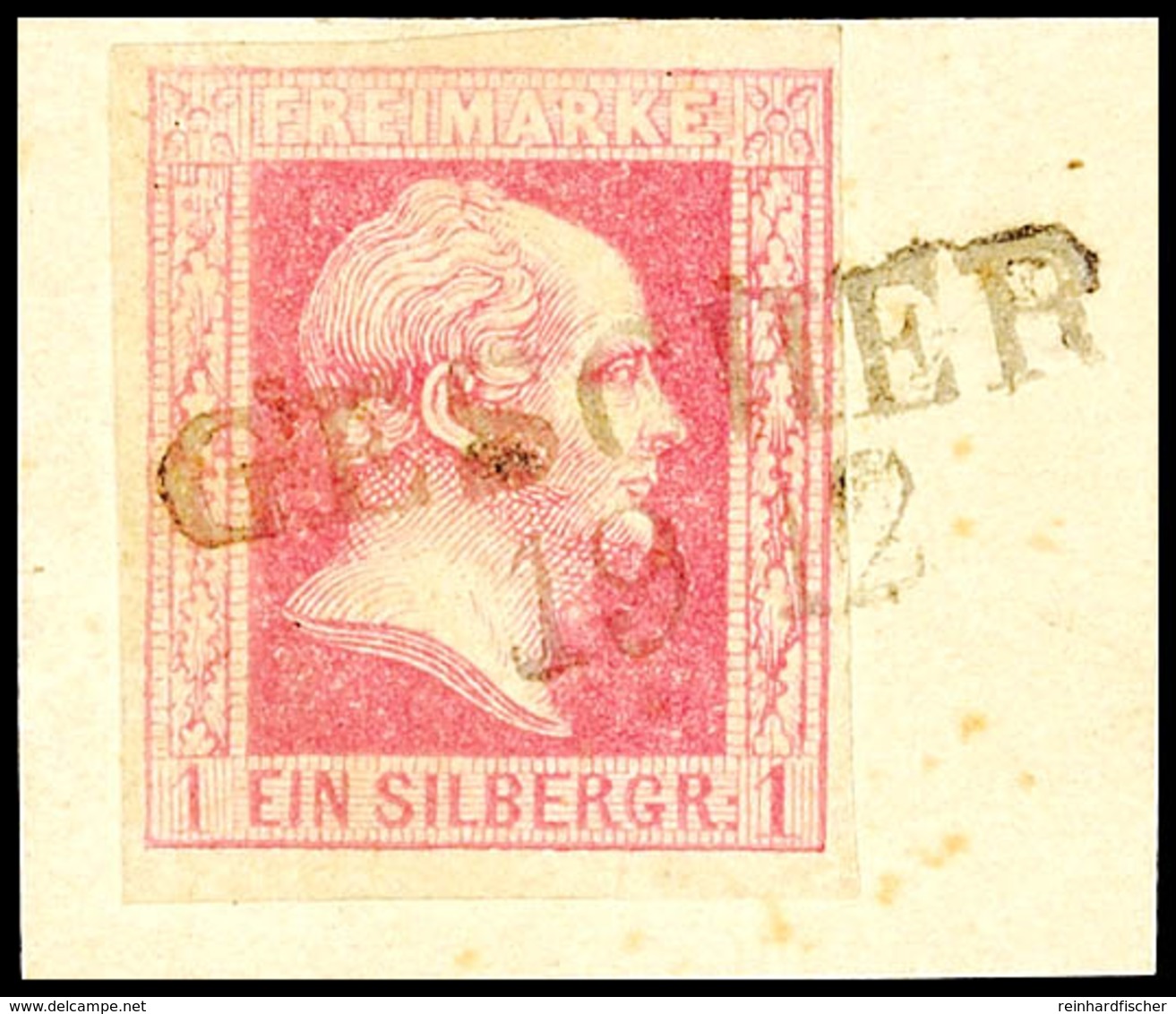 2003 1 Silbergroschen Rosa, Vollrandiges Exemplar Mit Entwertung Durch L2 "Gescher 19 12" Auf Pracht-Briefstück, Katalog - Other & Unclassified