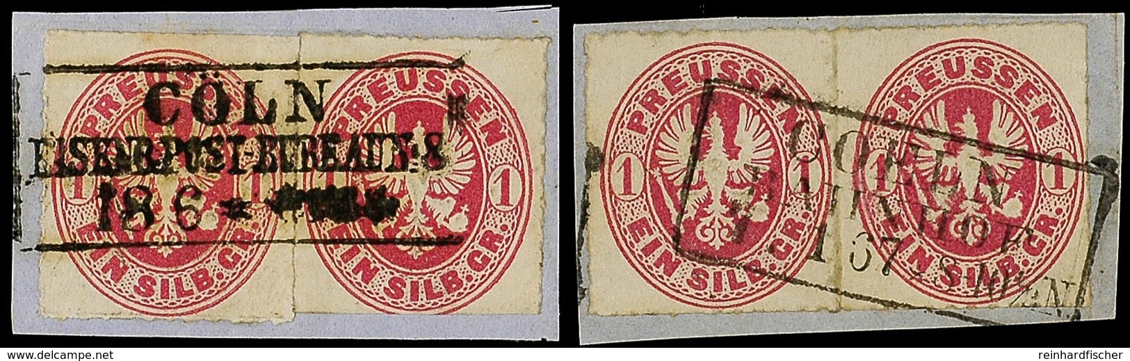 2107 "CÖLN EISENBAHN-BUREAU N.8 18.6.", Schwarzer Ra2 Klar Auf Prachtbriefstück Mit Paar Der 1 Sgr. Wappen, Dazu Ra2 CÖL - Altri & Non Classificati