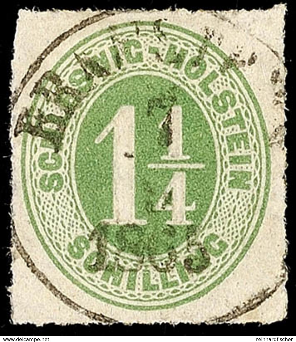 2456 "BRAMSTEDT 7.9.1865", K1 Klar Und Zentrisch Auf 1 1/4 S. Olivgrün Durchstochen, Pracht, Katalog: 9 O - Schleswig-Holstein