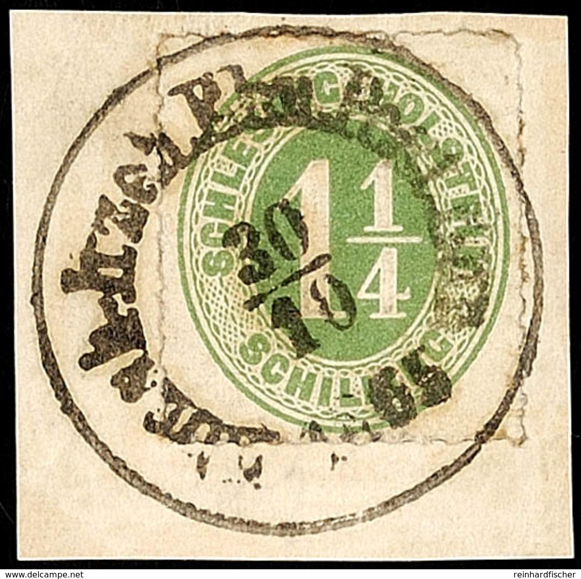 2469 "Elmsh.-Itzeh. Ebn.-Post-Bur. 30.10.1865", Klar Und Komplett Auf Pracht-Briefstück Mit 1 1/4 S. Olivgrün Durchstoch - Schleswig-Holstein