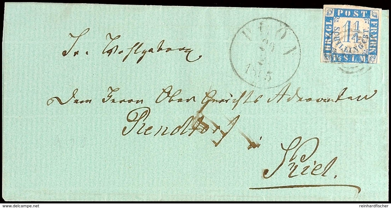 2498 "130" Nebst K1 "PLÖN 29.2.1865" Auf Faltbrief 1 1/4 S. Nach Kiel (Ankstpl), Marke Meist Scherentrennung, Katalog: 7 - Schleswig-Holstein