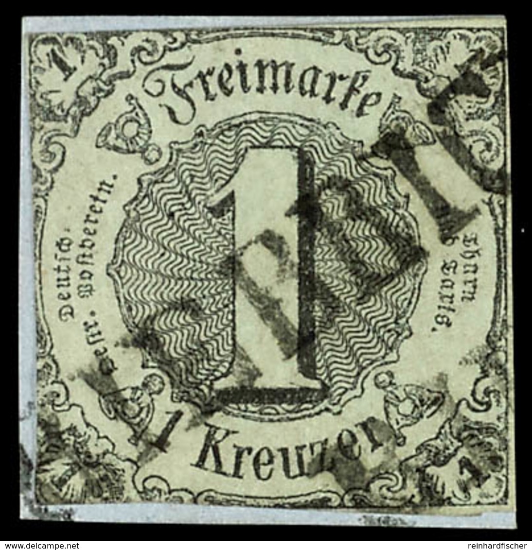 2853 "BIEBRICH" - L1, Herzogtum Nassau, Diagonal Klar Auf Kleinem Briefstück 1 Kr. Im Taxis-Schnitt, Haferkamp Stempelbe - Altri & Non Classificati