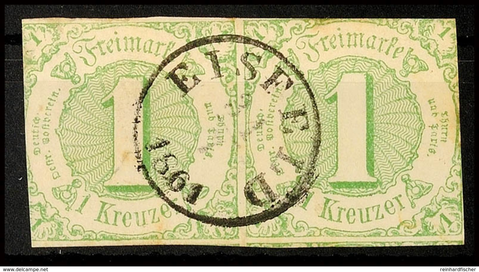 2880 "EISFELD 21/7 1861" - Fingerhut-K1, Auf Waager. Paar 1 Kr. Grün Im Taxisschnitt, Katalog: 20(2) O - Altri & Non Classificati