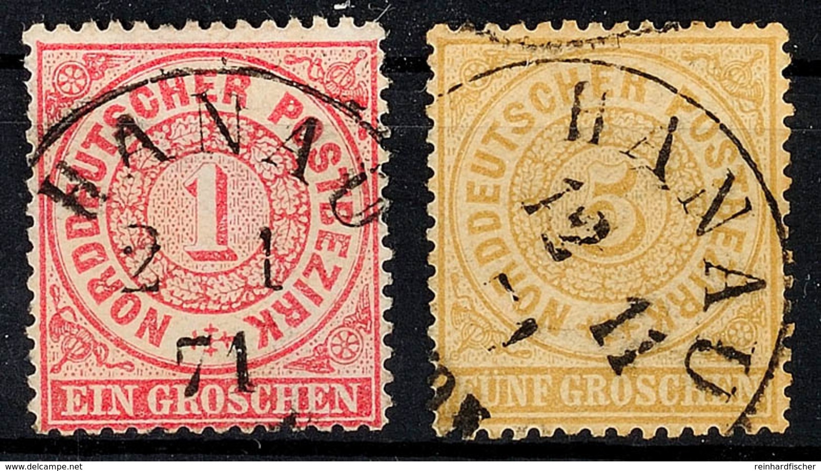 3391 "HANAU" - Ablöser-K1, Je Zentrisch Klar Auf NDP 1 U. 5 Gr. Gezähnt, Letztere Kleiner Eckbug, Katalog: 16,18 O - Other & Unclassified