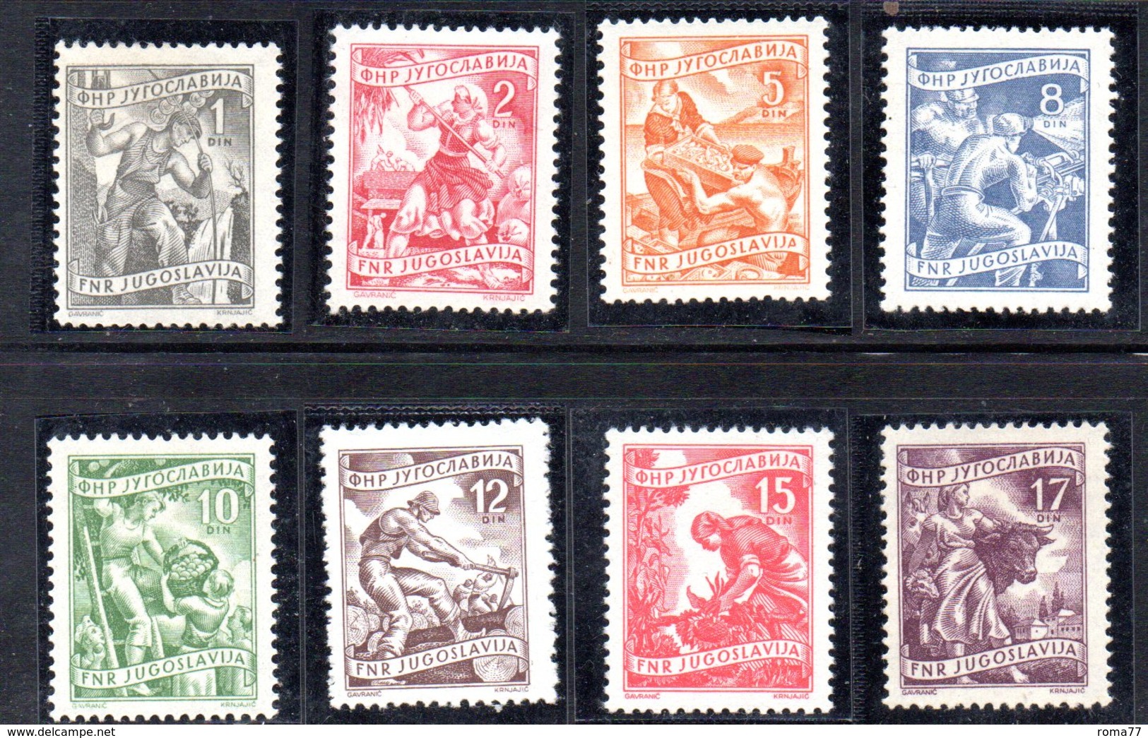 111 490 - YUGOSLAVIA 1952 , Terza Emissione Ordinaria LAVORO Serie Unificato N. 600/606A  ***  MNH - Nuovi