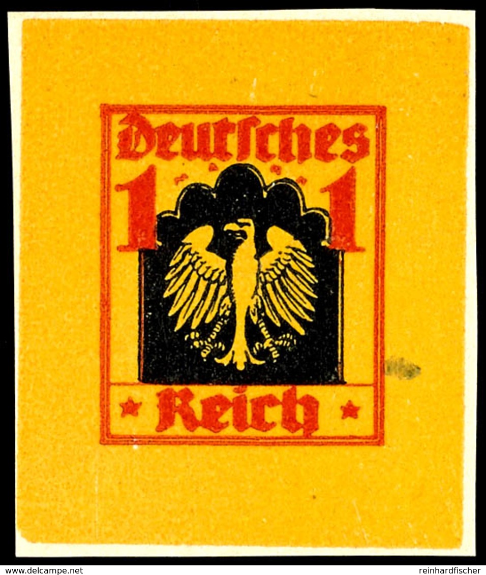 4288 1920 (ca.), Entwurf Für Eine Freimarkenausgabe, 1 M. Adler Im Jugendstilornament Rot/schwarz Auf Gelb, Ungezähnt, T - Altri & Non Classificati