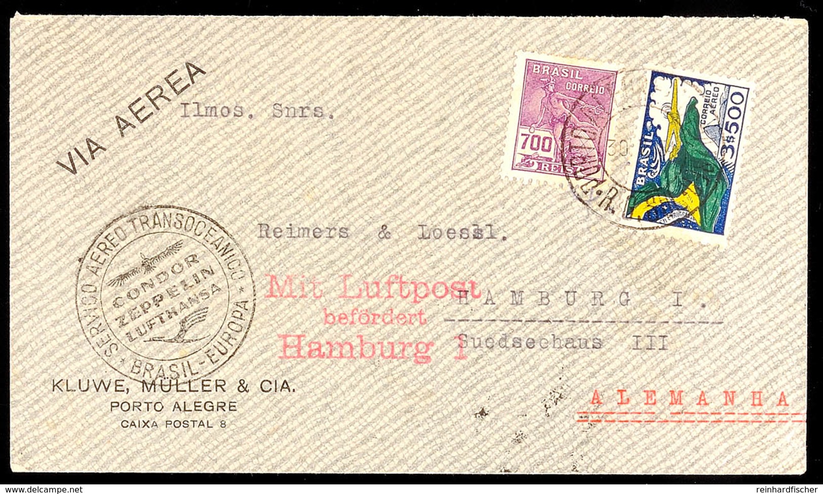 4732 1934, 1. SAF, Brasilianische Post, Brief Nach Hamburg, Katalog: Si.248A BF - Altri & Non Classificati
