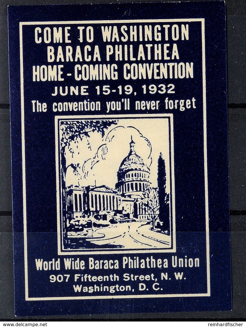 4873 1932 Washington, Baraca Philathe Home - Comming Convention June 15.-19., Geschnittene Blaue Marke Mit Stadtansicht - Altri & Non Classificati