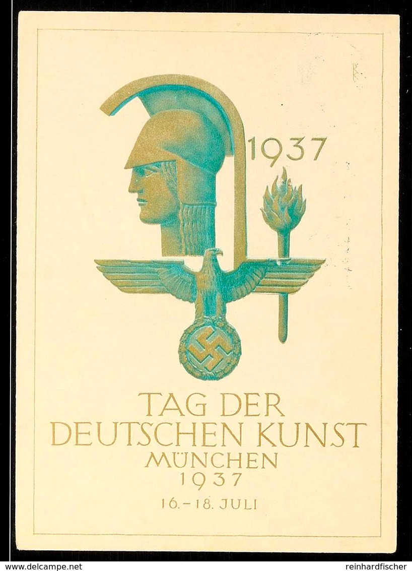 4929 1937, Tag Der Deutschen Kunst München, Amtliche Color-Festpostkarte, Mit Blockmarke Aus Dem Kulturspende-Block Inne - Altri & Non Classificati