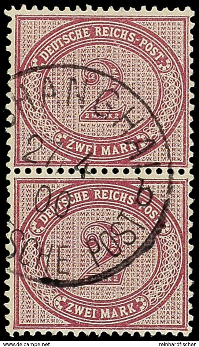 4964 2 Mark Rötlichkarmin Im Senkrechten Kabinett-Paar Mit K1 SHANGHAI DP B 27.4.00, Bestens Signiert Hartung, Katalog:  - Cina (uffici)