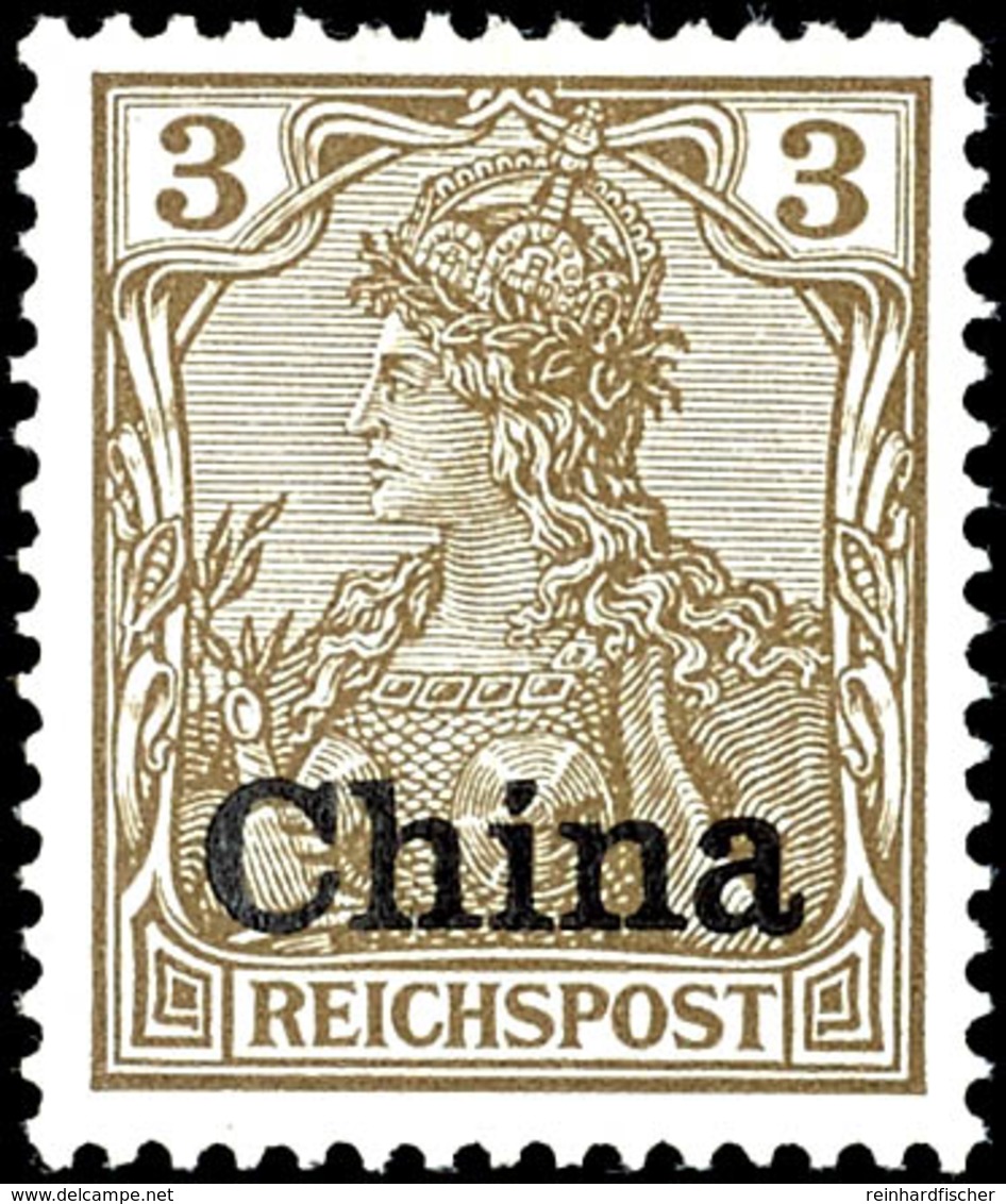 5024 3 Pf Reichspost Mit Aufdruck "China" In Etwas Fetterer Schrifttype Und Mit Kommaförmigem I-Punkt Tadellos Ungebrauc - Deutsche Post In China