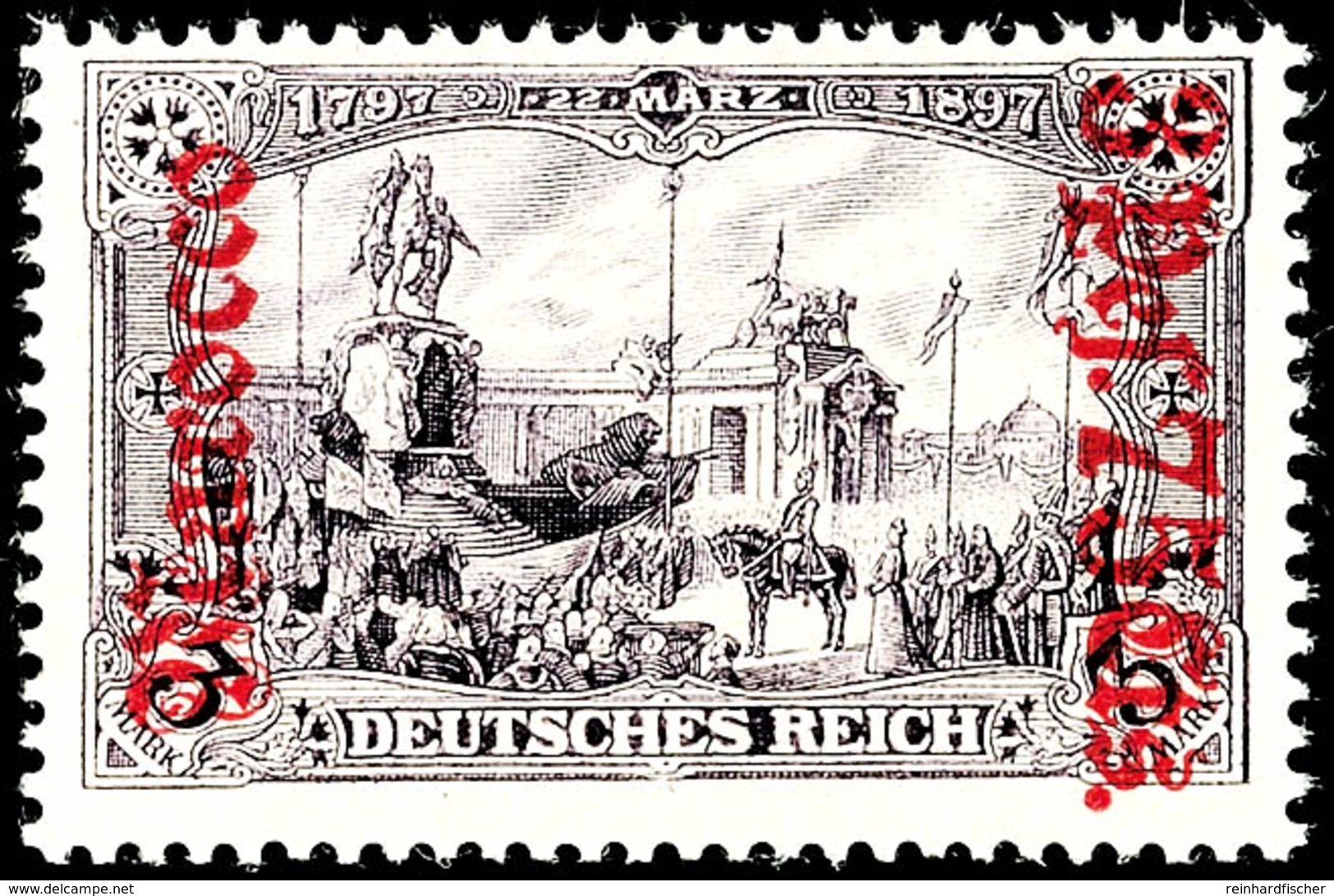 5116 3,75 Pes. Auf 3 Mark Deutsches Reich, 25 : 16 Zähnungslöcher, Tadellos Postfrisch, Mi. 140.-, Katalog: 32B ** - Marocco (uffici)