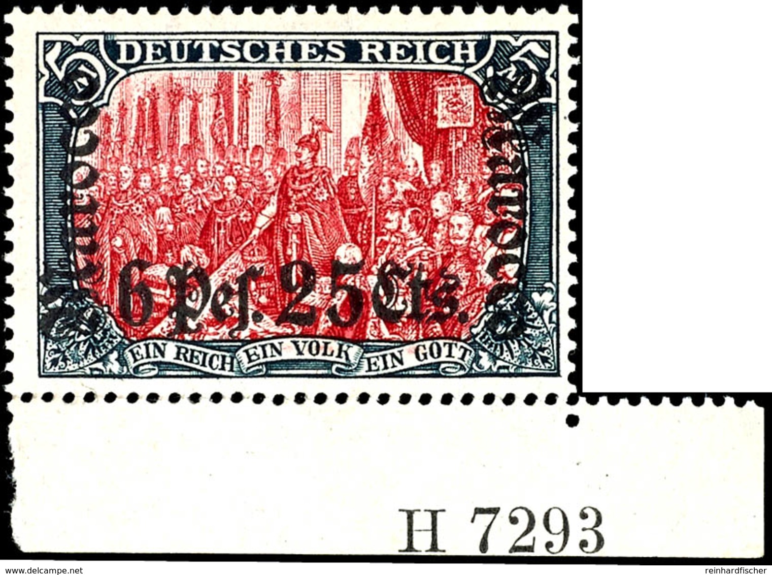 5138 6.25 Pes Auf 5 Mark Tadellos Postfrisch Vom Unterrand Mit Aufdruck-HAN 7293, Mi. 1700,--, Katalog: 45HAN A ** - Morocco (offices)