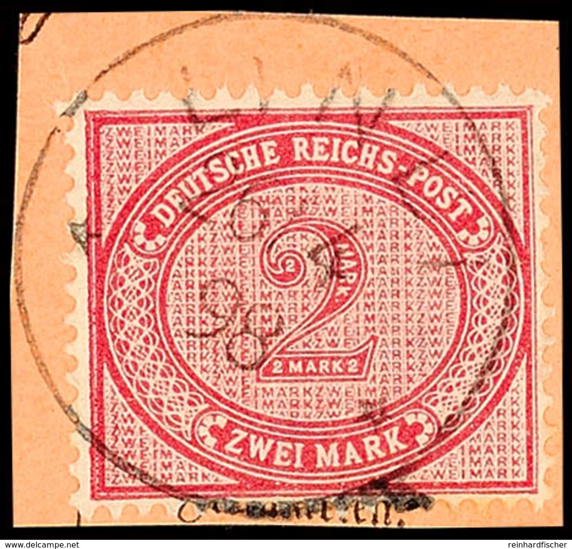 5391 2 Mark Dunkelrotkarmin Auf Postanweisungsausschnitt Klar Und Zentrisch Gestempelt BAGAMOYO 27/2 99, Gepr. R.F.Steue - Africa Orientale Tedesca