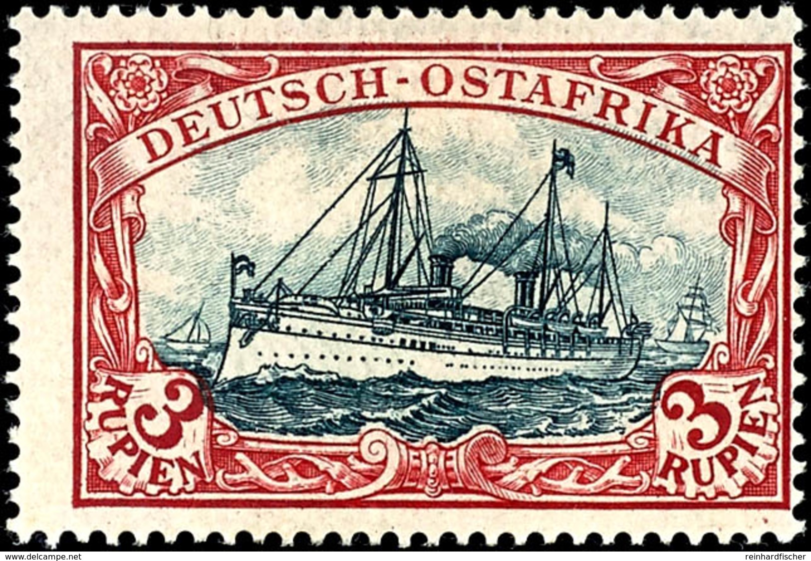 5425 3 Rupien Ohne Wasserzeichen Mit Rahmenzeichnung In Type III Und Mittelstück In Type I Tadellos Ungebraucht Mit Voll - Africa Orientale Tedesca