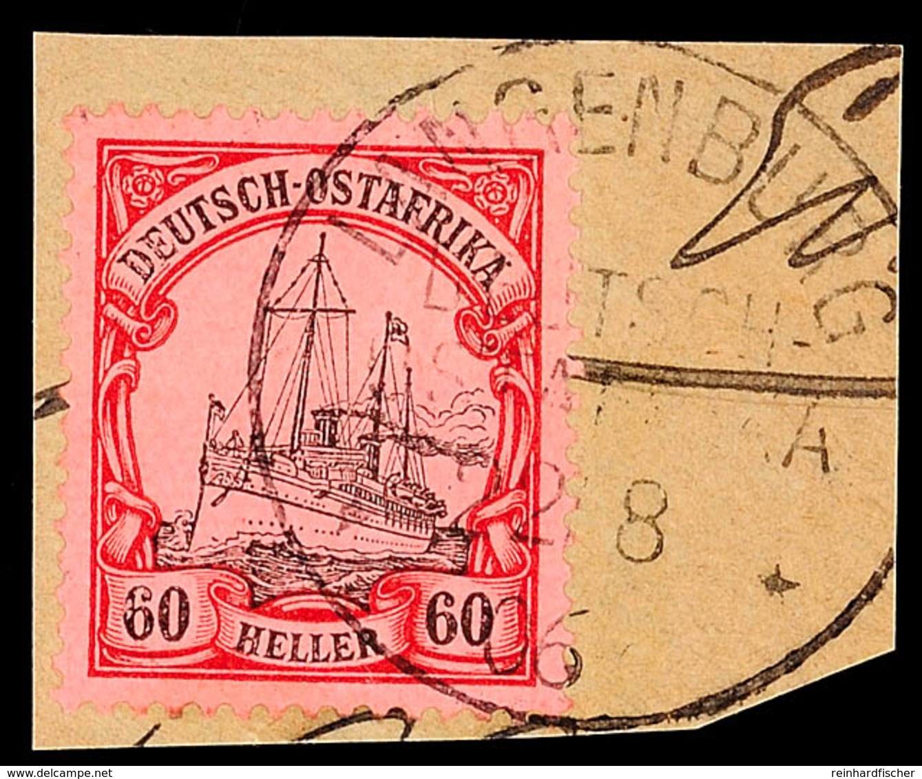 5429 60 H. Kaiseryacht Ohne Wz., Mit Stempel Von "LANGENBURG 22.08.06" Auf Tadellosem Briefstück, Katalog: 29 BS - Africa Orientale Tedesca