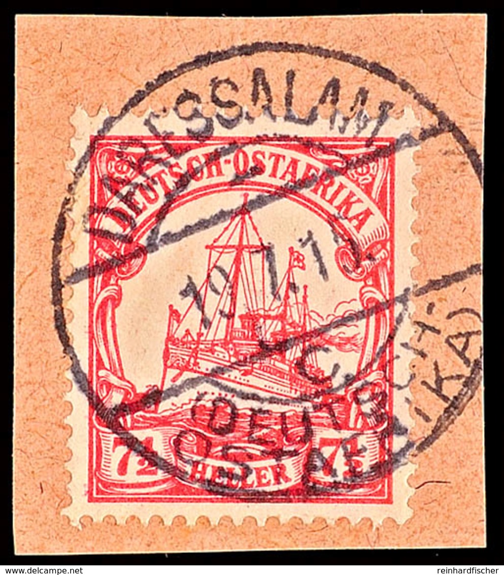 5469 DARESSALAM C 19.7.15, Arge Type 7, Kriegsdatum, Klar Und Zentrisch Auf Briefstück 7½ Heller Schiffszeichnung, Katal - Africa Orientale Tedesca