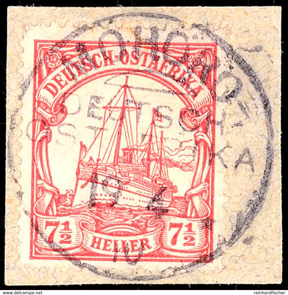 5508 MOHORO DOA 19 4 10 Zentrisch Auf Briefstück 7½ Heller Schiffszeichnung, Katalog: 32 BS - Africa Orientale Tedesca