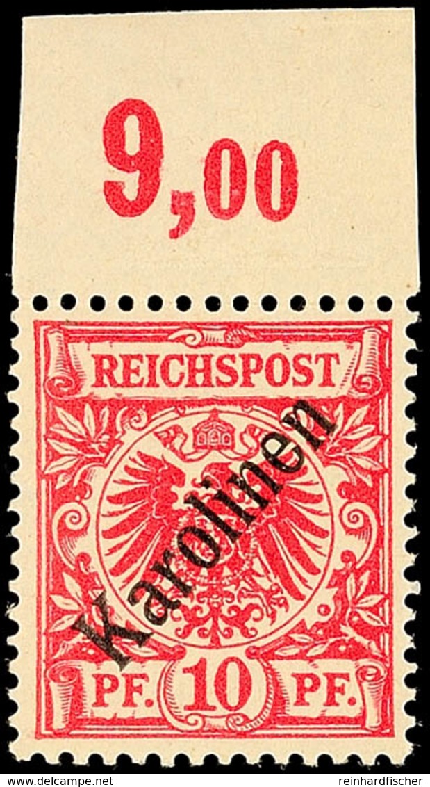 5813 10 Pfg., Diagonaler Aufdruck, Postfrisch Vom Oberrand, Mi. 200.-, Katalog: 3I ** - Caroline Islands