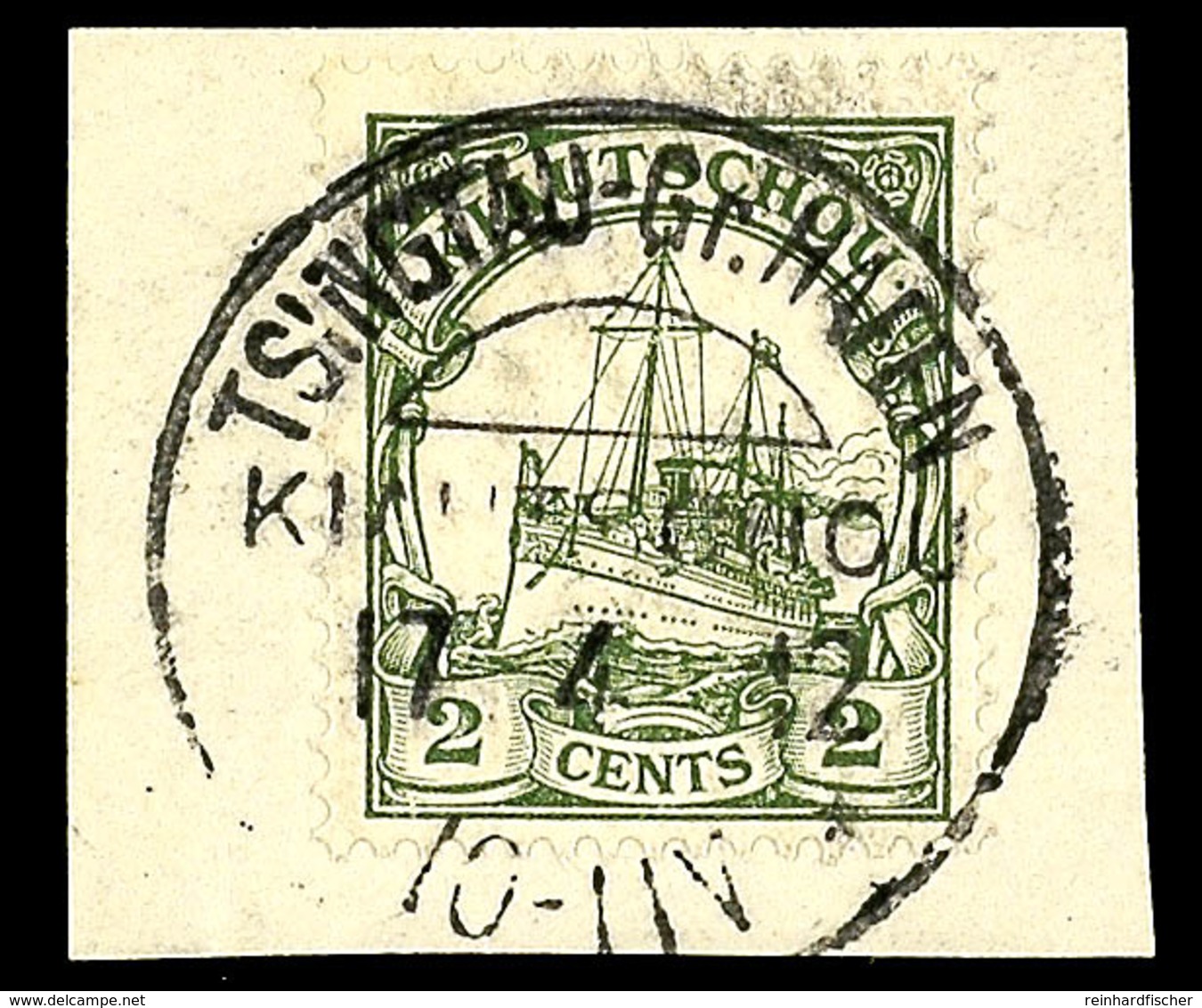 5878 TSINGTAU Gr. HAFEN KIAUTSCHOU  17.4.12, Klar Auf Kabinett-Briefstück Mit Nr. 29, Katalog: 29 BS - Kiauchau