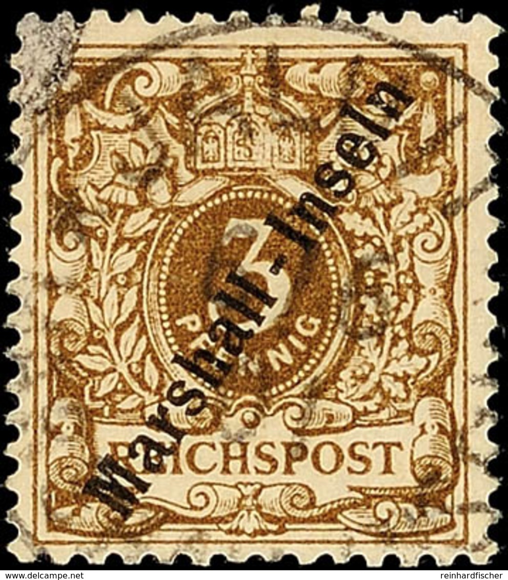 5928 3 Pf. Mit Bruch Der Bandrolle, Tadellos Gestempelt, Mi. 150.-, Katalog: 7aI O - Marshall-Inseln