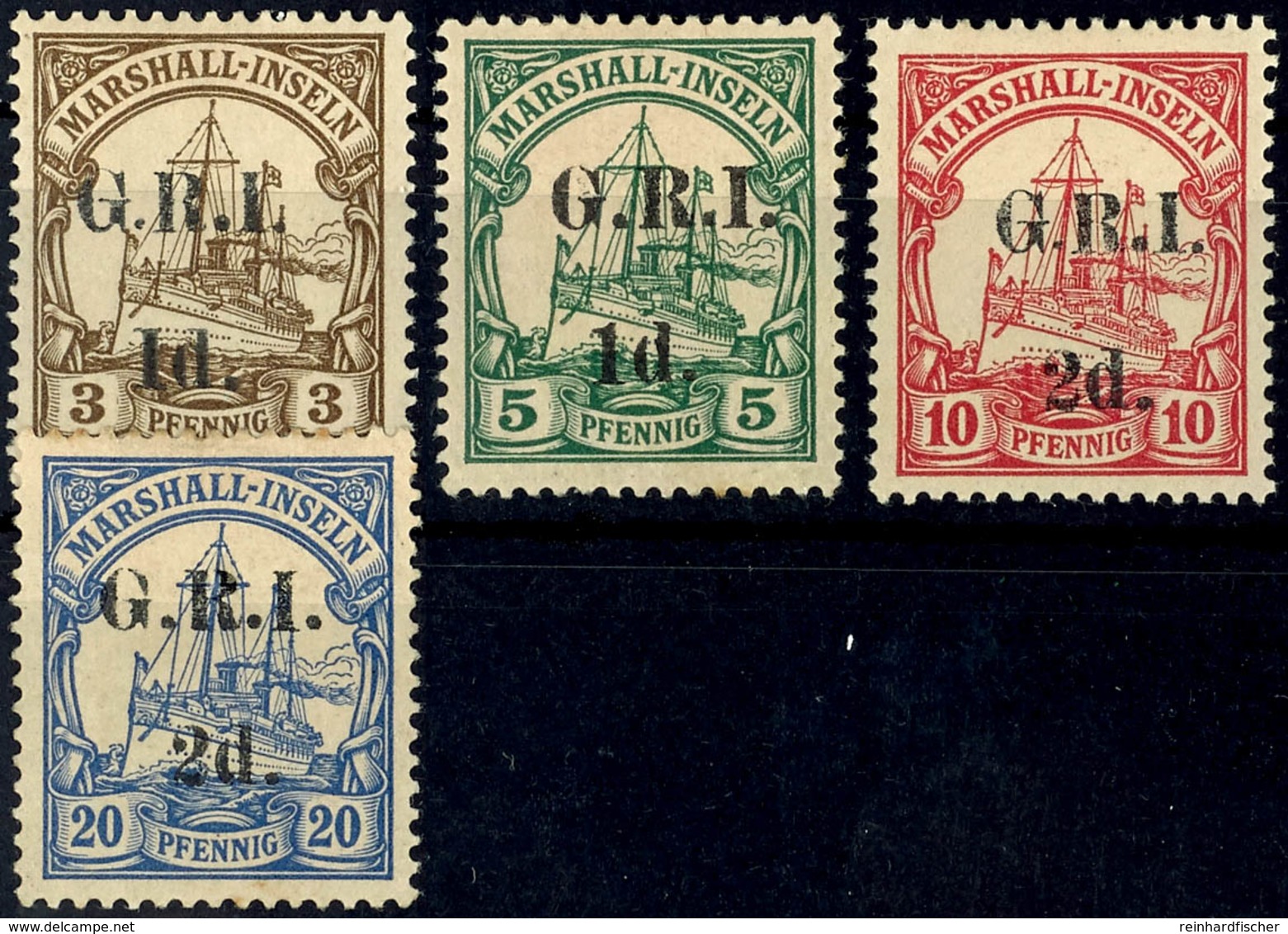 5937 1 D. Auf 3 Pf Bis 2 D. Auf 20 Pf Je Tadellos Ungebraucht (1I - 3I Gepr.), Mi. 157,--, Katalog: 1/4I * - Marshall-Inseln