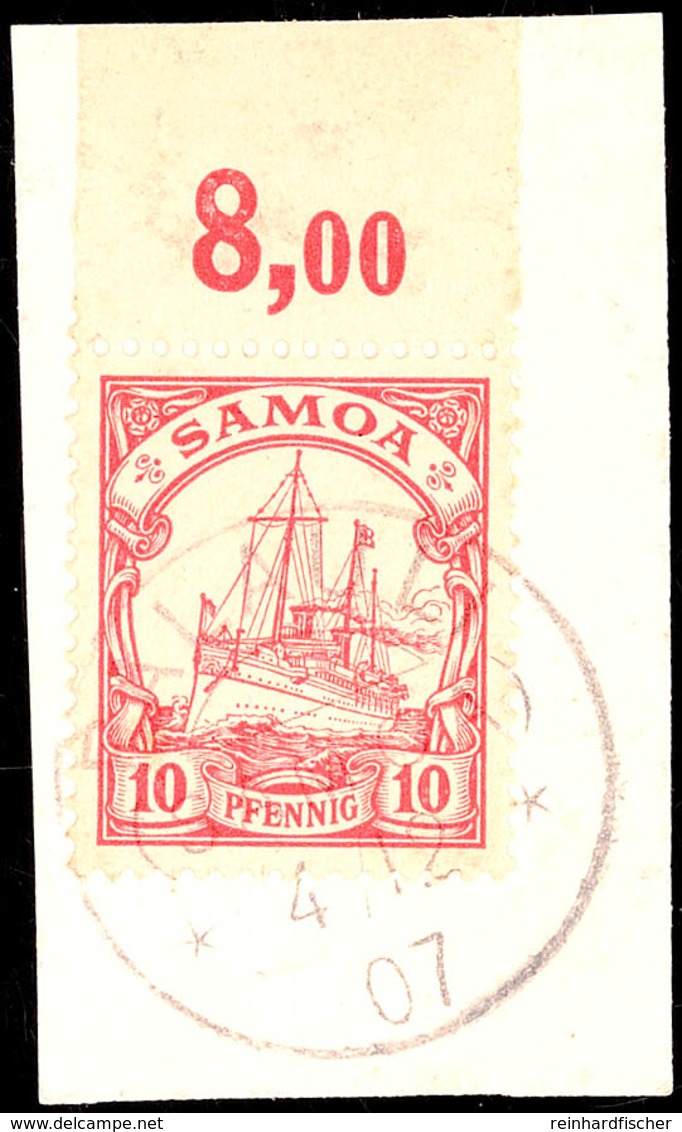 5962 PALAULI 4 12 07 Klar Auf Briefstück 10 Pf. Kaiseryacht Oberrandstück, Katalog: 9 BS - Samoa