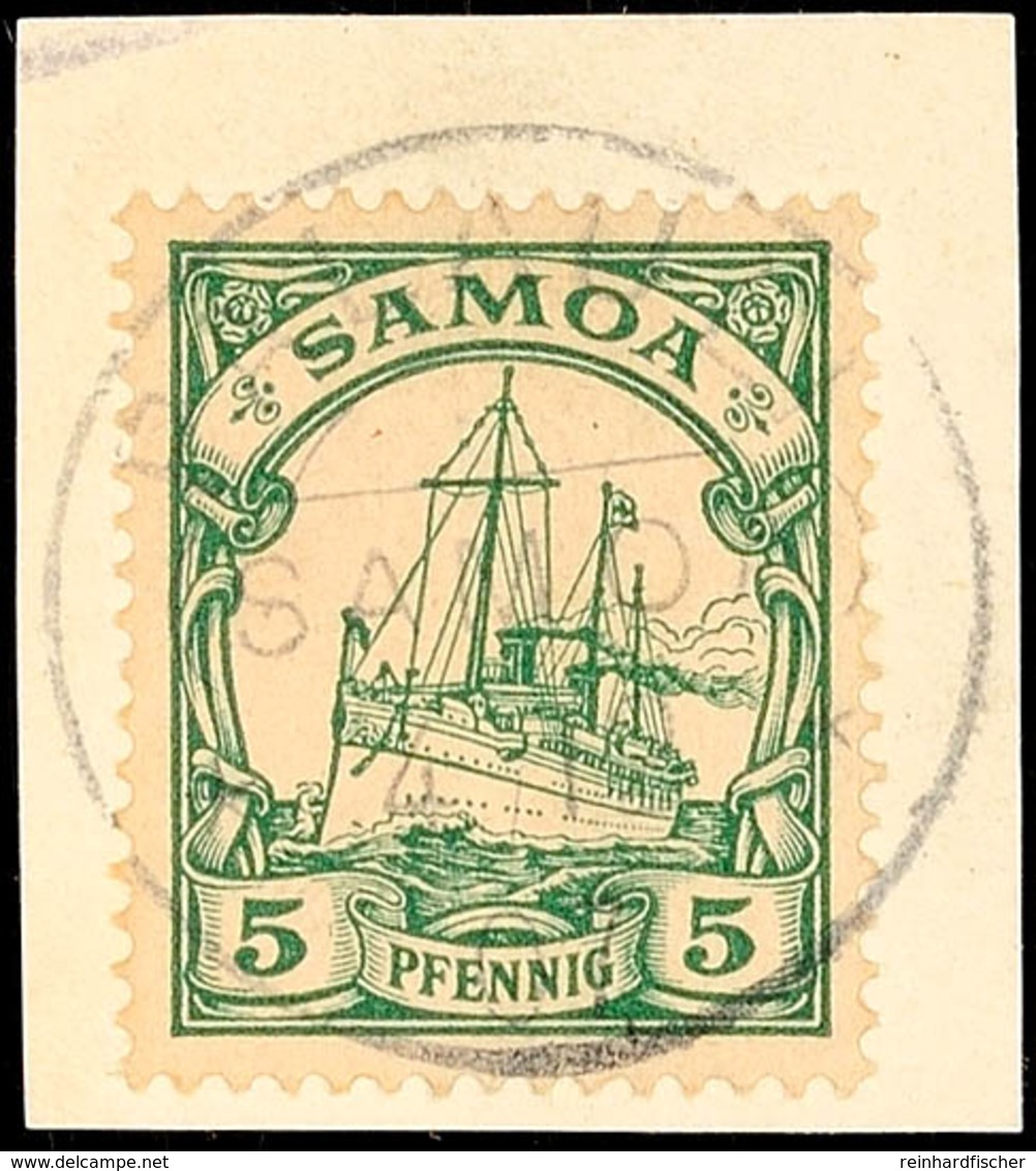 5963 PALAULI 4/12 07, Ideal Zentrisch Auf Briefstück 5 Pf. Kaiseryacht, Katalog: 8 BS - Samoa