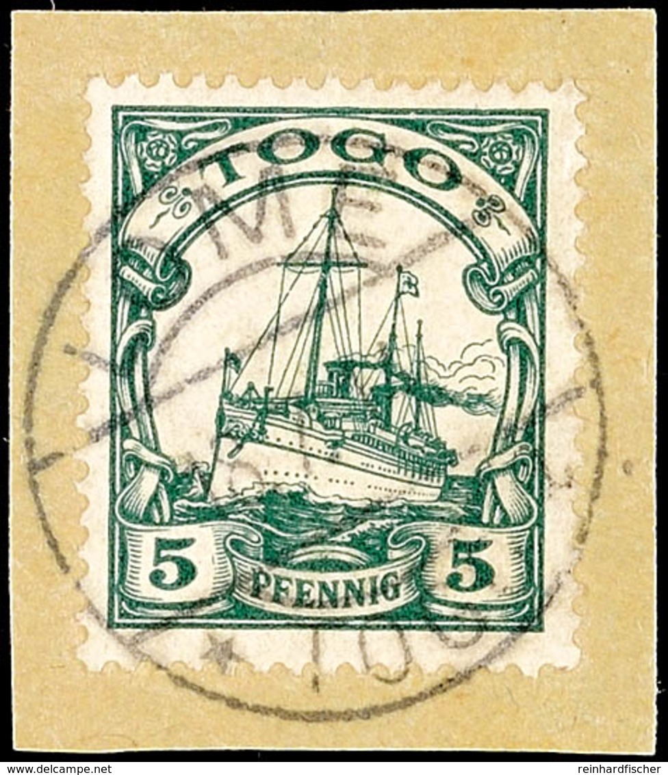 6011 LOME A 18.7.14, Seltener Stempel Mit Kennbuchstaben "a", Klar Und Zentrisch Auf Briefstück 5 Pf. Kaiseryacht, Katal - Togo