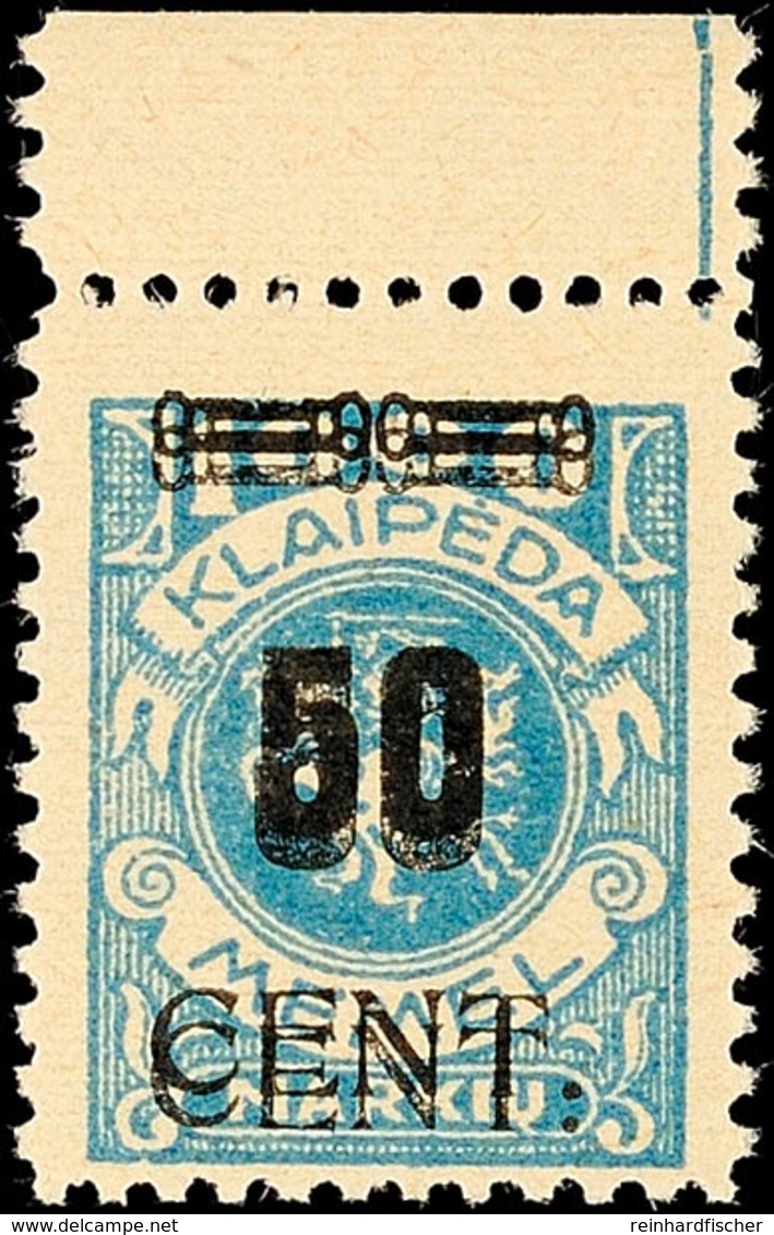 6548 50C Auf 1000M Mit Doppeltem Aufdruck, Ein Mal Schwächer, Postfrisch Vom Oberrand, Doppelt Sign. Dr. Petersen BPP, F - Memel (Klaipeda) 1923