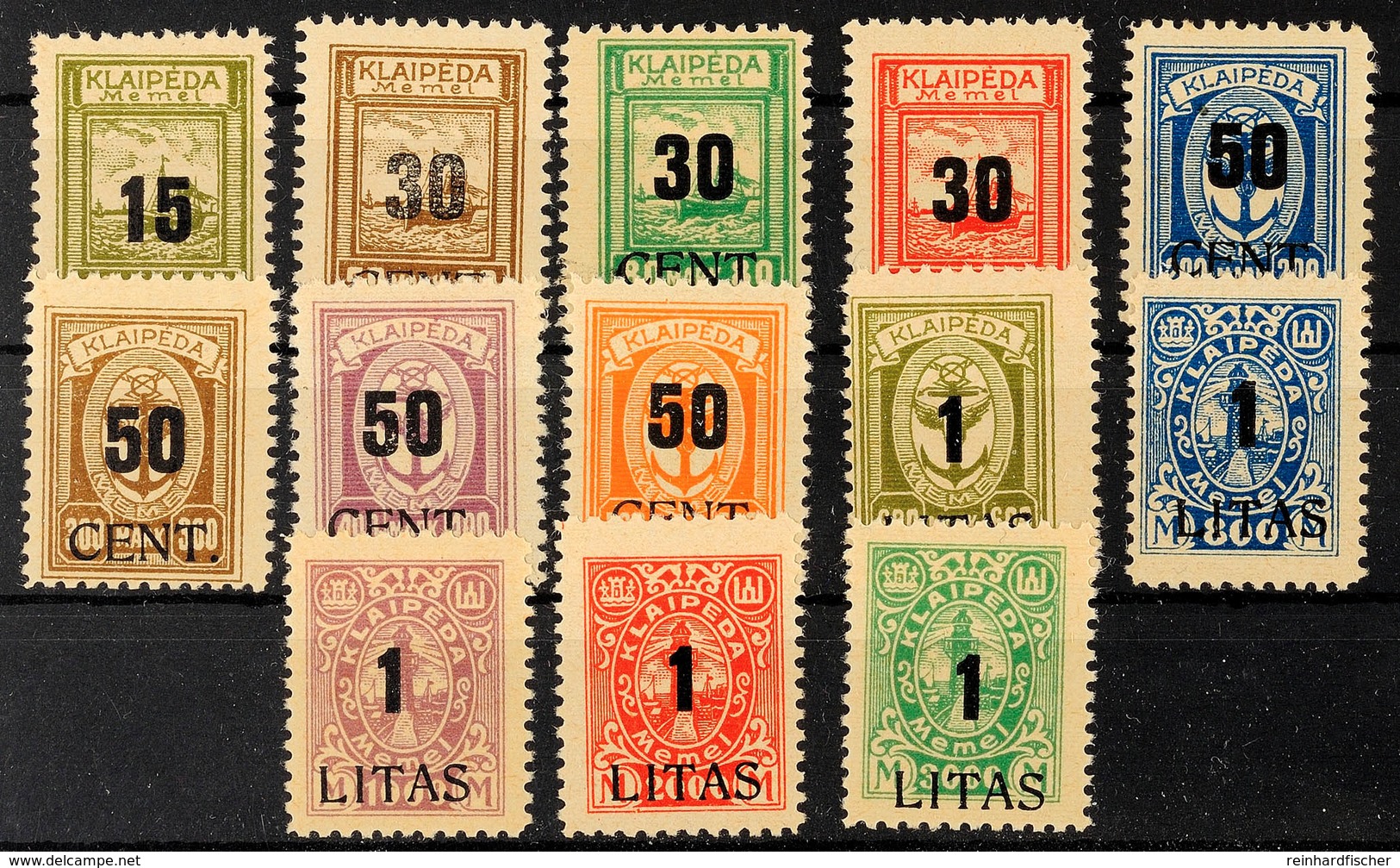 6549 15 C. A. 40 M. Bis 1 L. A. 3000 M., Angliederung Des Memellandes An Litauen, Kpl. Satz, MiNr. 197 Mit Leichter Falz - Memel (Klaipeda) 1923