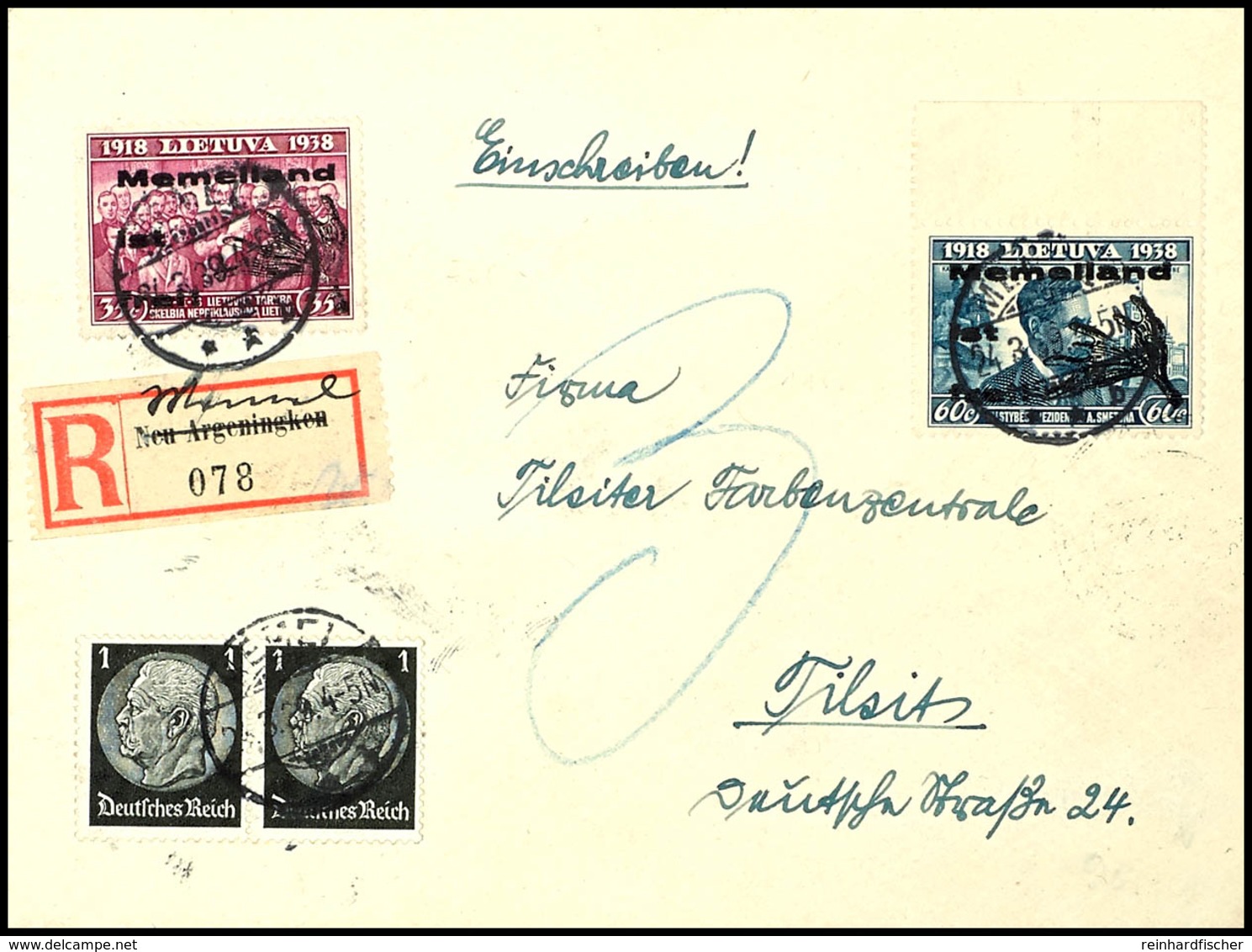 6574 15 - 60 C. Lokalausgabe Auf 3 Belegen Kpl., 2 Ansichtskarten, 15 C. Mit Rechtem Bogenrand Von Panemule Nach Tilsit  - Klaipeda 1923