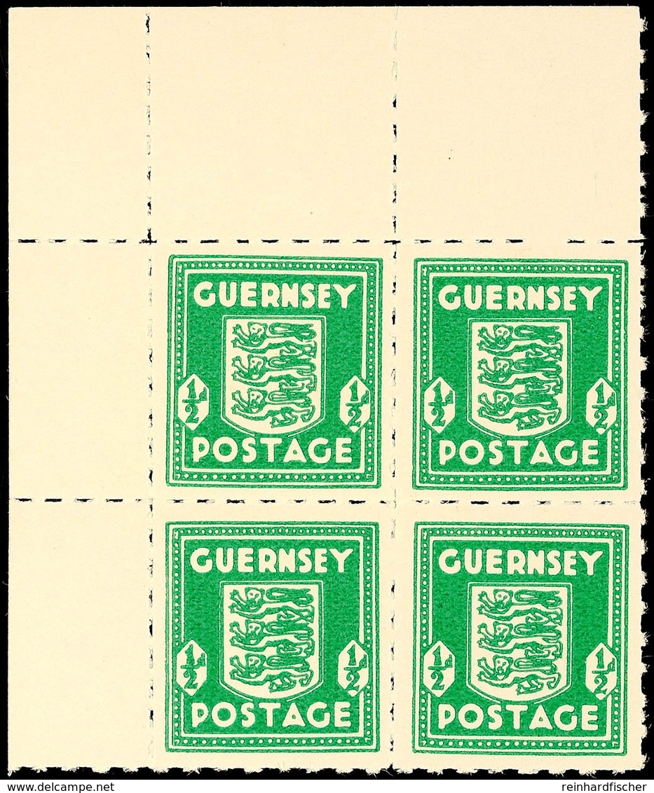 7241 1/2 D Eckrandviererblock In Der Farbe Blaugrün, Mi. 200,-, Katalog: 1a ** - Altri & Non Classificati