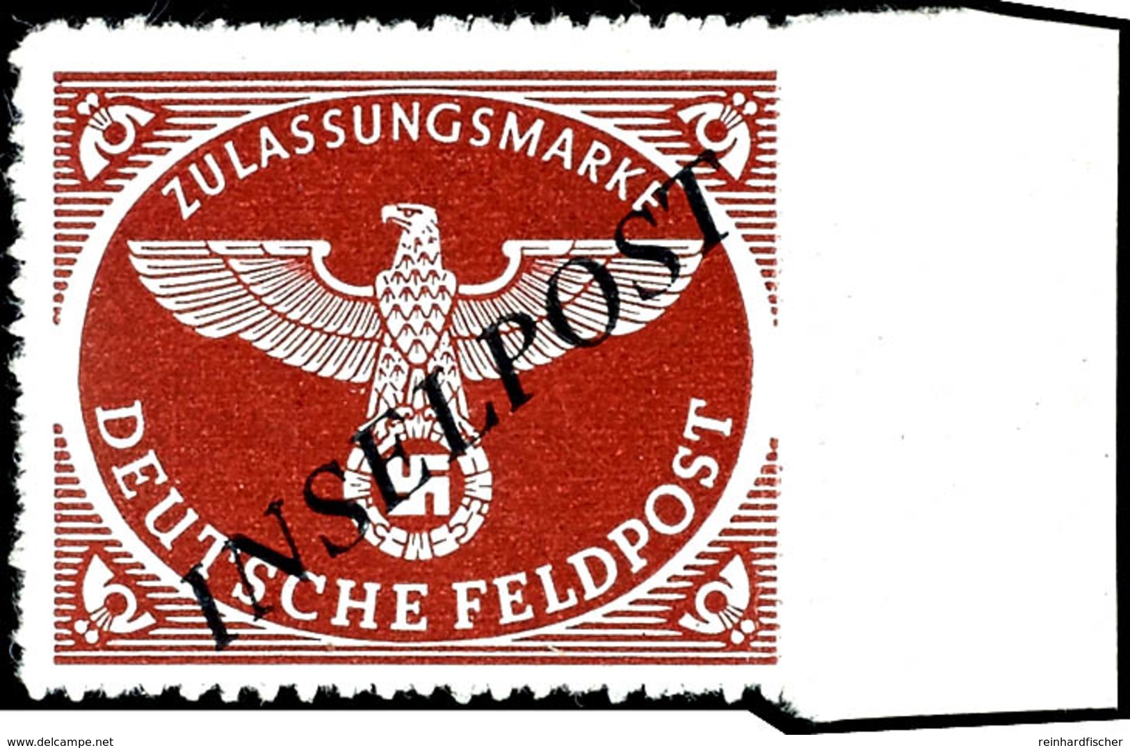 8070 Agramer Aufdruck, Zulassungsmarke Durchstochen, Vom Rechten Bogenrand, Aufdruck "Inselpost" In Blauschwarz Von Plat - Other & Unclassified