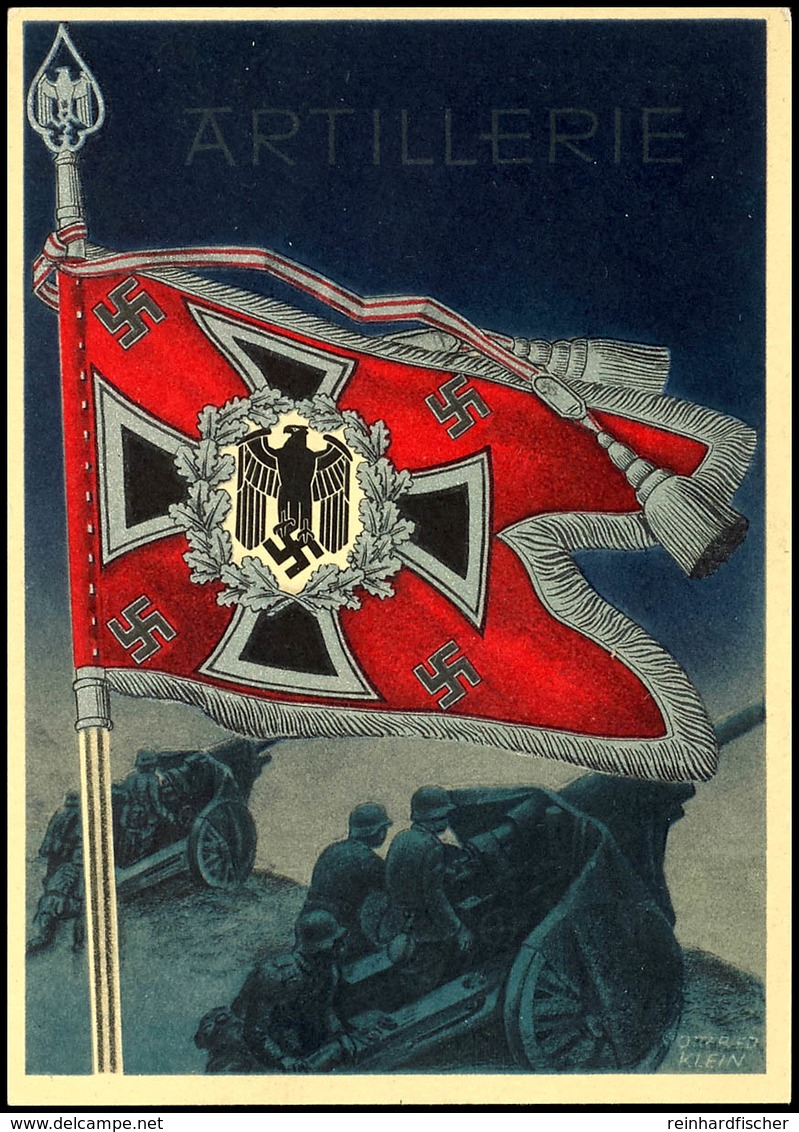 8130 1942 (ca.), Farbige Karte "Die Siegreichen Fahnen Und Standarten Der Deutschen Wehrmacht - Karte 11" Mit Abbildung  - Altri & Non Classificati
