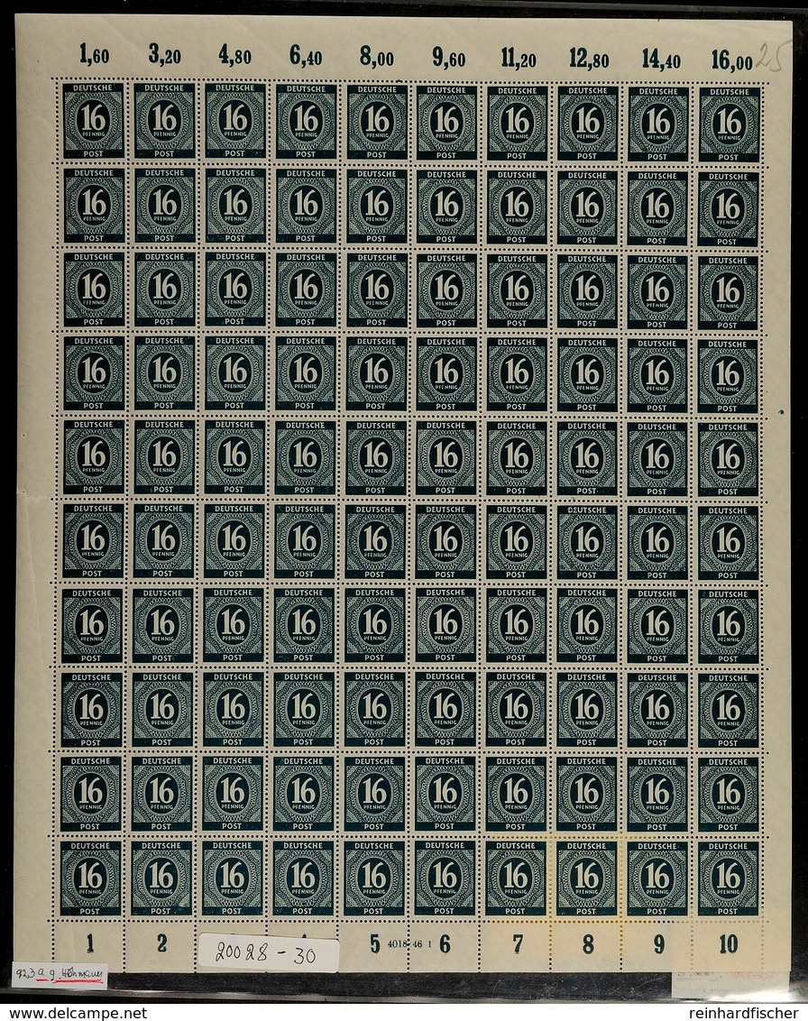 8588 16 Pfg Ziffer Schwarzgrünlichblau, Plattendruckbogen In A-Farbe Mit Nicht Durchgezähnten Oberrändern, HAN 4018.46 1 - Altri & Non Classificati