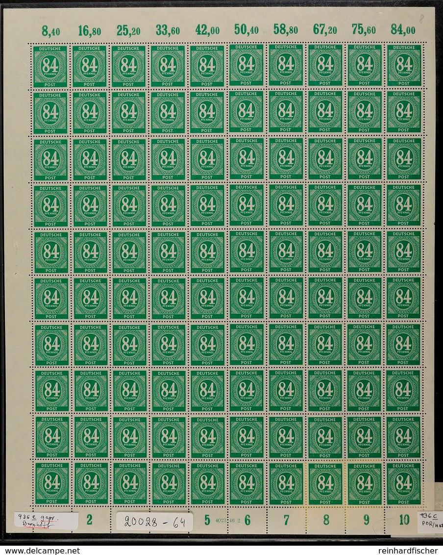 8618 84 Pfg Ziffer Dunkelgelbsmaragdgrün, Plattendruckbogen Mit Nicht Durchgezähnten Oberrändern, HAN 4023.46 2, Postfri - Altri & Non Classificati