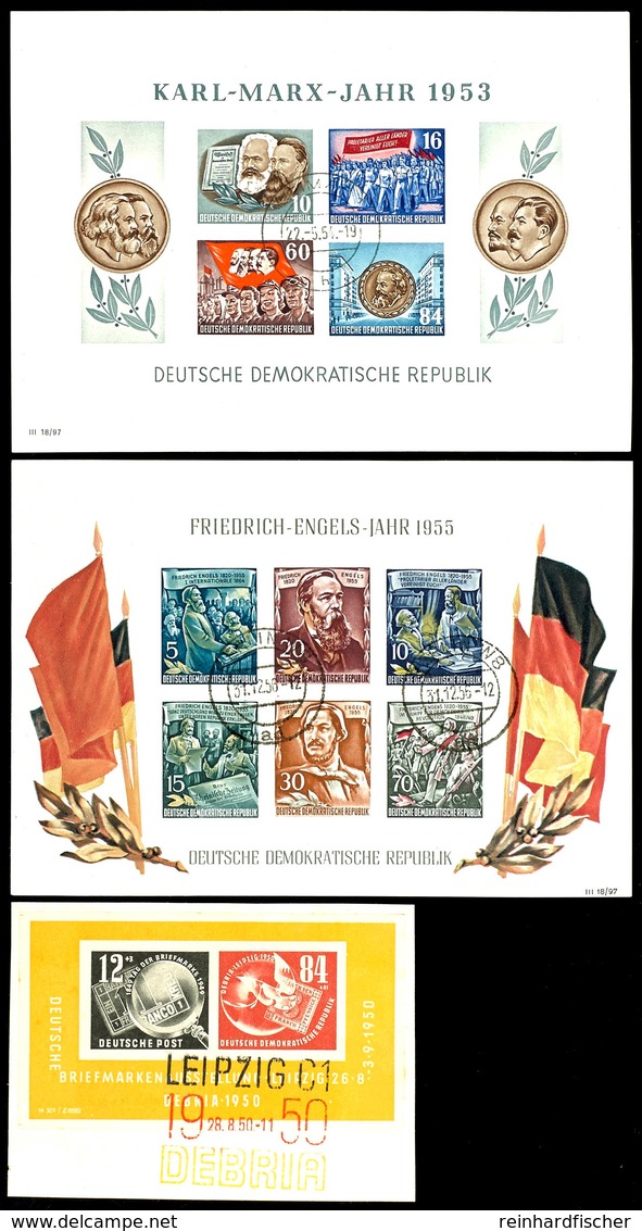 9296 1950/55, Drei Gute Blocks Mit Plattenfehlern (nach Michel DDR PF-Katalog). Dabei Bl. 7 A (Briefst., SSt. LEIPZIG),  - Altri & Non Classificati