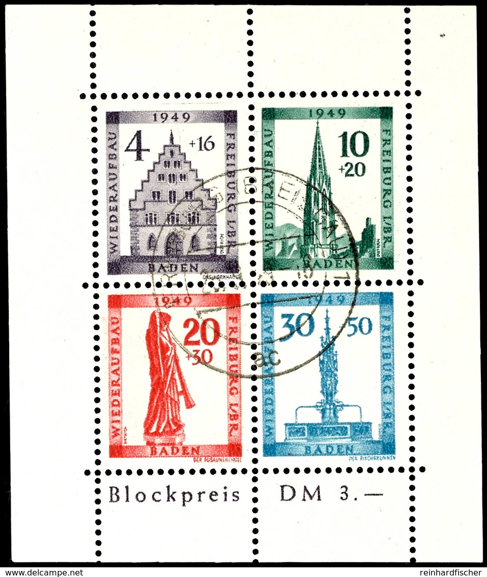 9541 Freiburg-Blockpaar, Tadellos Gestempelt Mit Ortsstempel, Fotoattest Straub BPP (2013), Mi. 560.-, Katalog: Bl.1AB O - Altri & Non Classificati